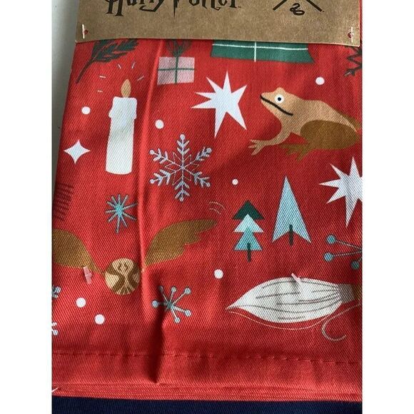 Set Of 3 Harry Potter Hogwarts Joyeux Noel Tea Towels Christmas Universal Studio - Picture 2 of 11